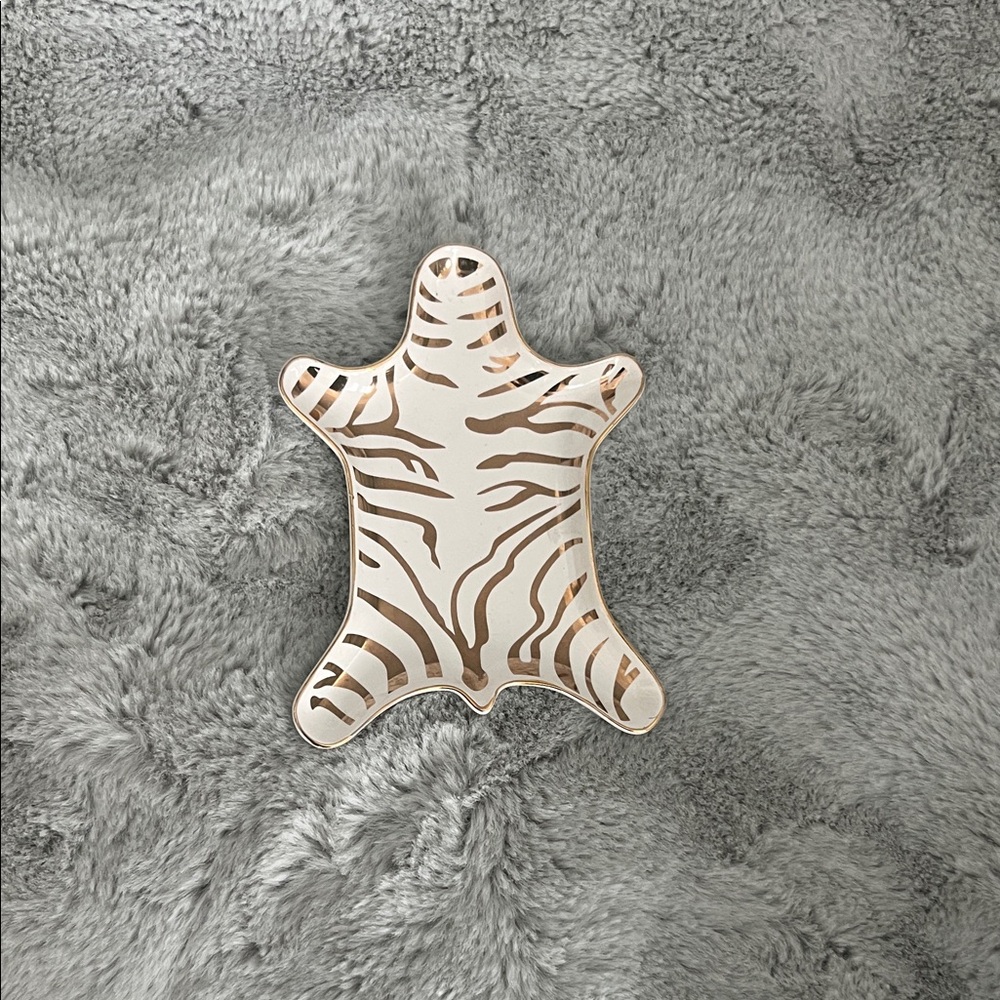 Francesca's White Ceramic Star Trinket Tray with Gold Accent